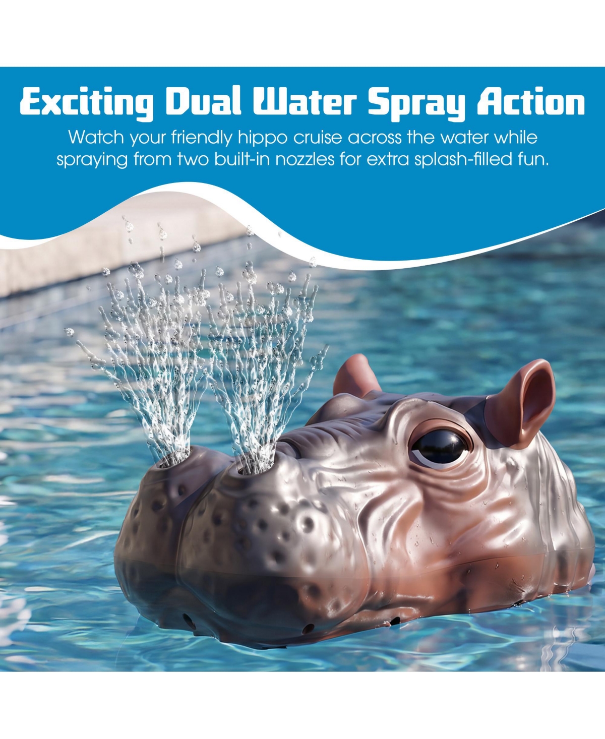 Contixo AV2 Dual Water Spray 2.4GHz Remote 30-Min Playtime Rc Hippopotamus Water Boat