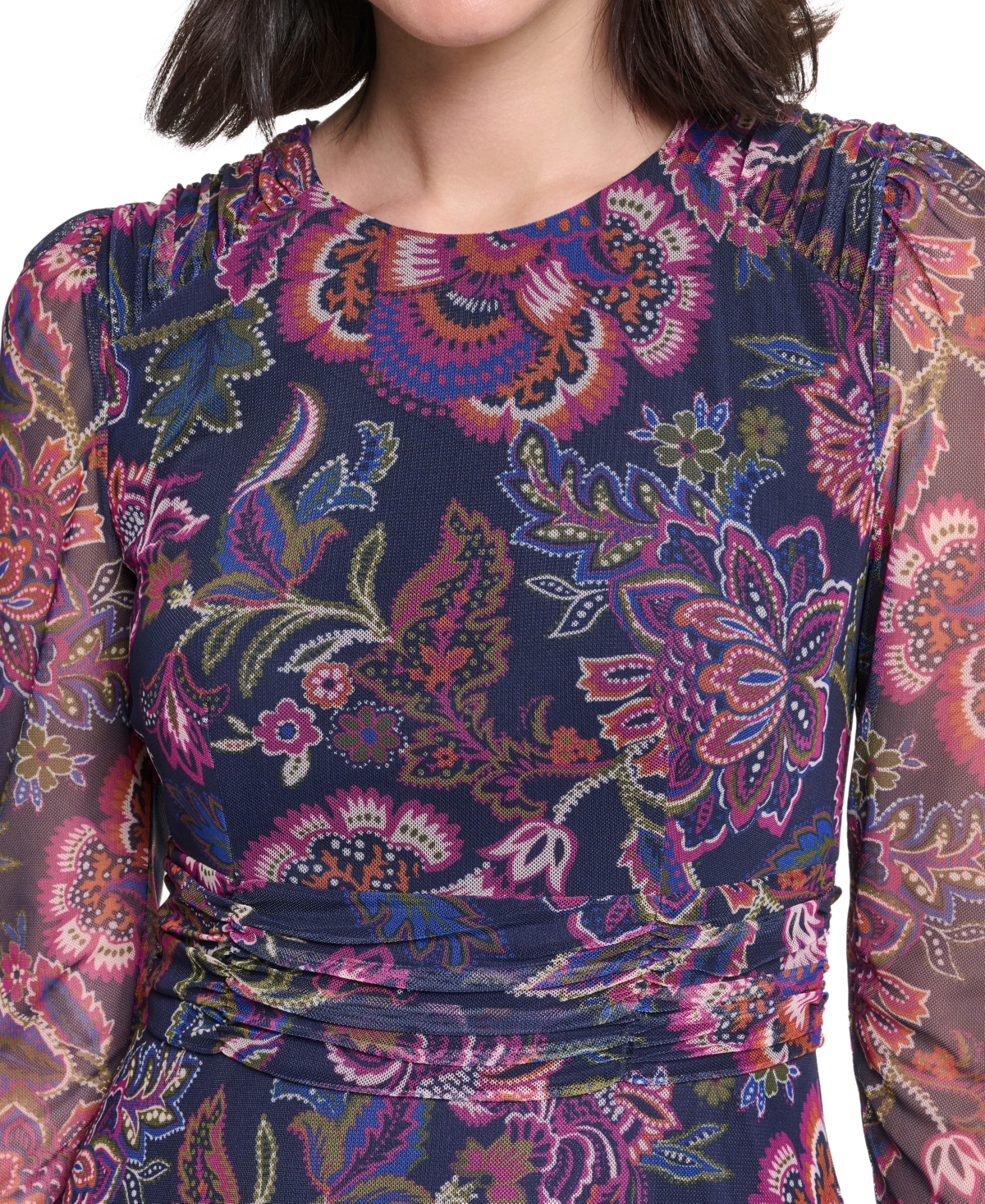 Jessica Howard Petite Floral-Print A-Line 3/4-Sleeve Midi Dress