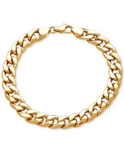 Men's Heavy Curb Link Bracelet in 10k Gold