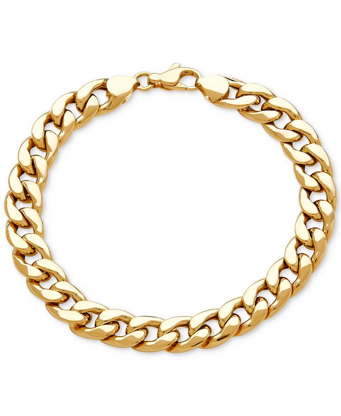 Italian Gold - Men's Heavy Curb Link Bracelet in 10k Gold