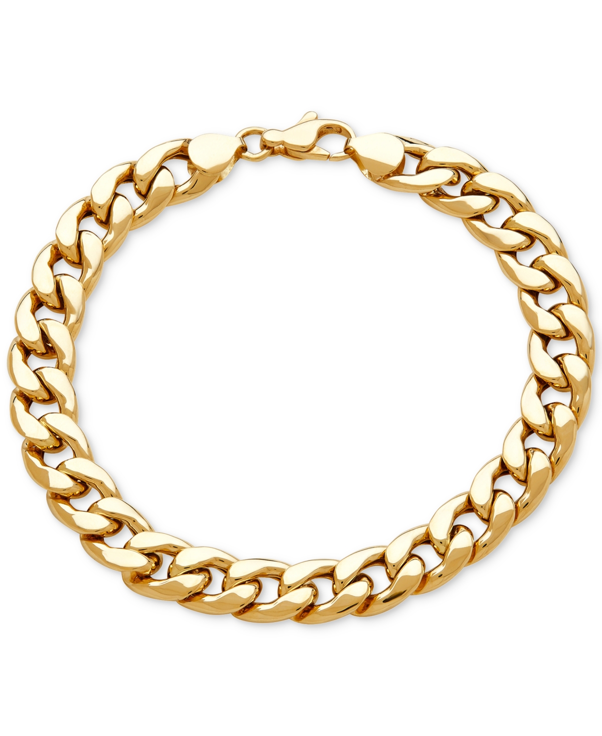 Italian Gold Men's Heavy Curb Link Bracelet in 10k Gold