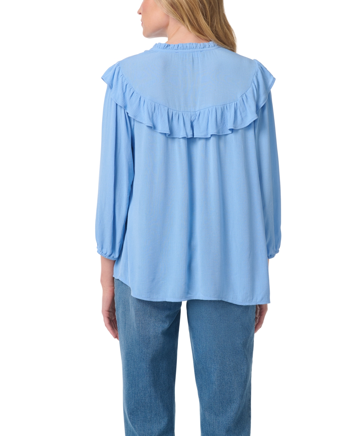 Gloria Vanderbilt Women's Nia Peasant 3/4-Sleeve Cascading-Ruffles Blouse