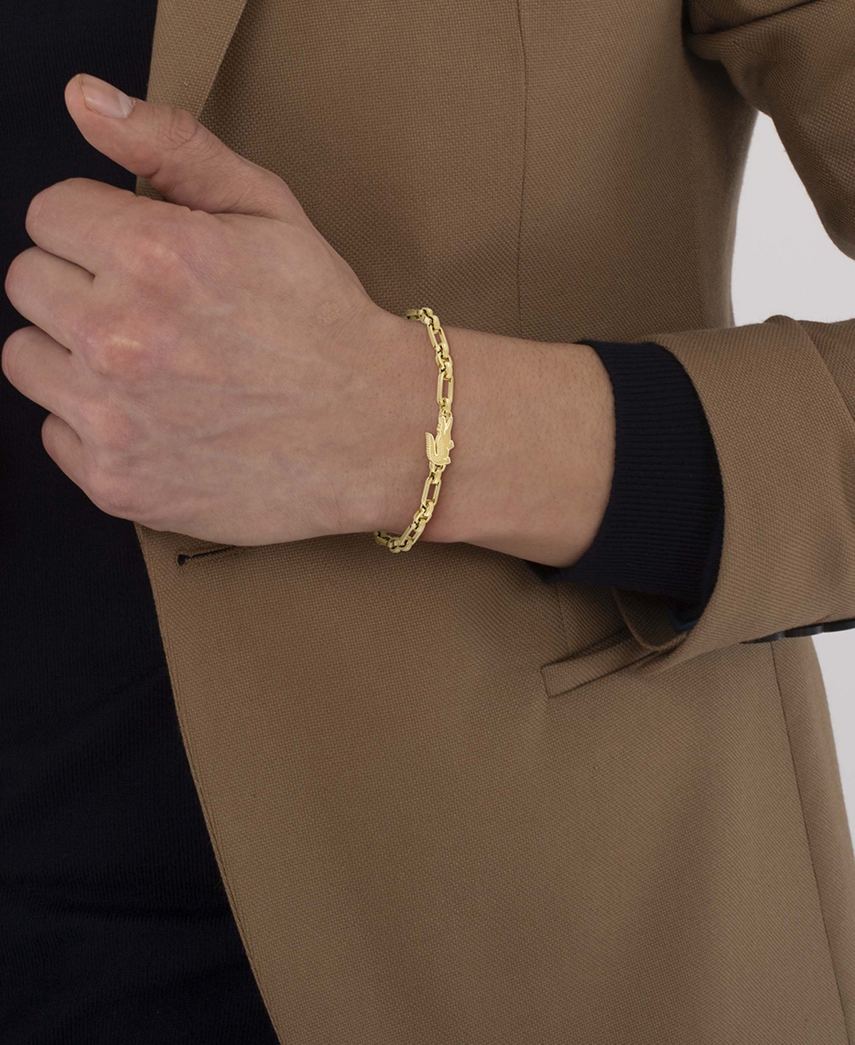 Lacoste Men's Arthor Gold-Tone Stainless Steel Crocodile Bracelet