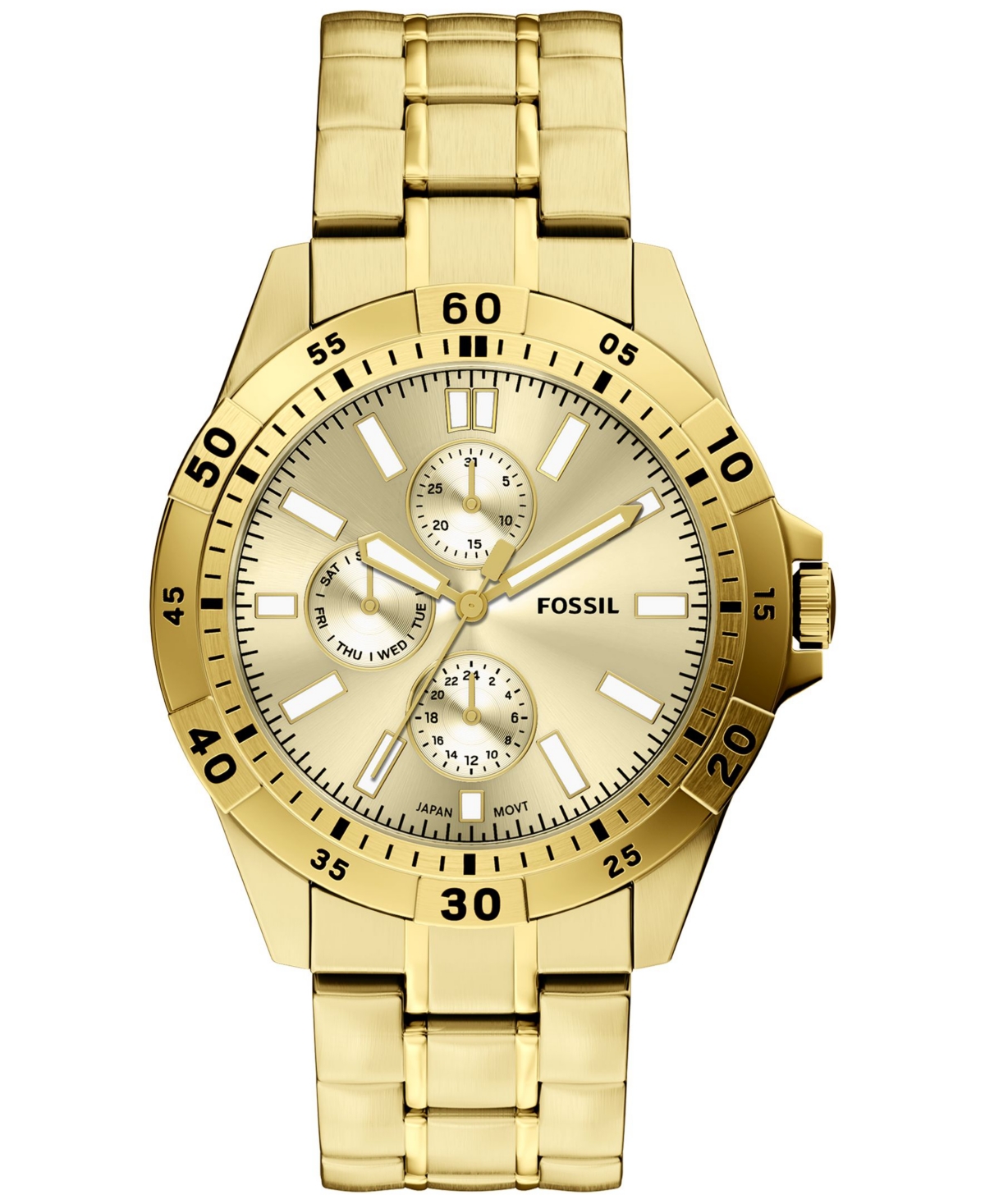 Fossil Men's Garrett Multi-Function Gold-Tone Stainless Steel Watch 44mm