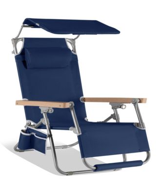 Zero Gravity Beach Chair with Canopy, Folding Reclining Camp Chair, Carry Straps