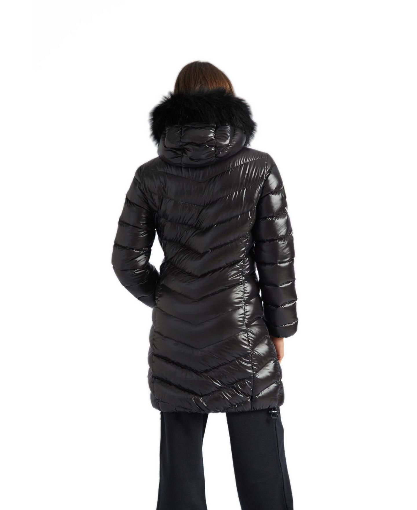 Женское пальто JACK1T Longline Hooded Down Coat, цвет: Чёрный — фото 3