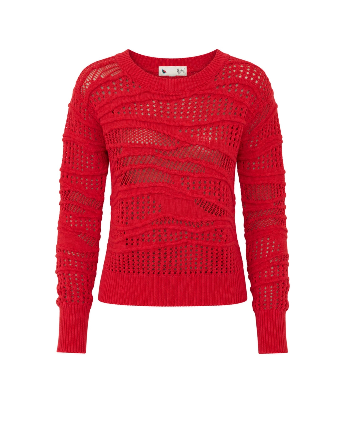 Yumi Women's Wave Pointelle Knitted Jumper