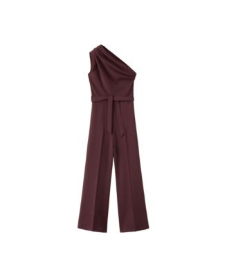 Women's Asymmetric Wide-Leg Belted Jumpsuit