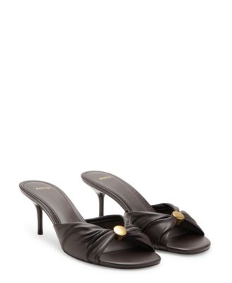 Women's Beaded Wrinkled-Effect Stiletto-Heeled Sandals