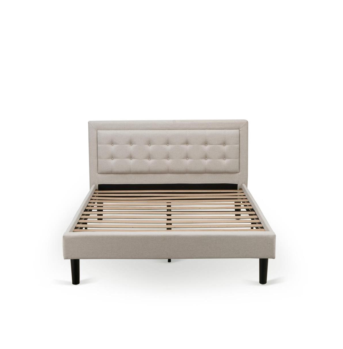 East West Furniture 2-Piece Fannin Bedroom Furniture Set with Queen Bed and a Modern End Table
