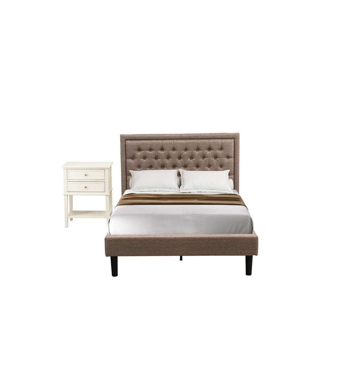 East West Furniture KD16F-1VL0C 2 Piece Wood Bedroom Set - Full Bed Headboard with 1 Night Stand