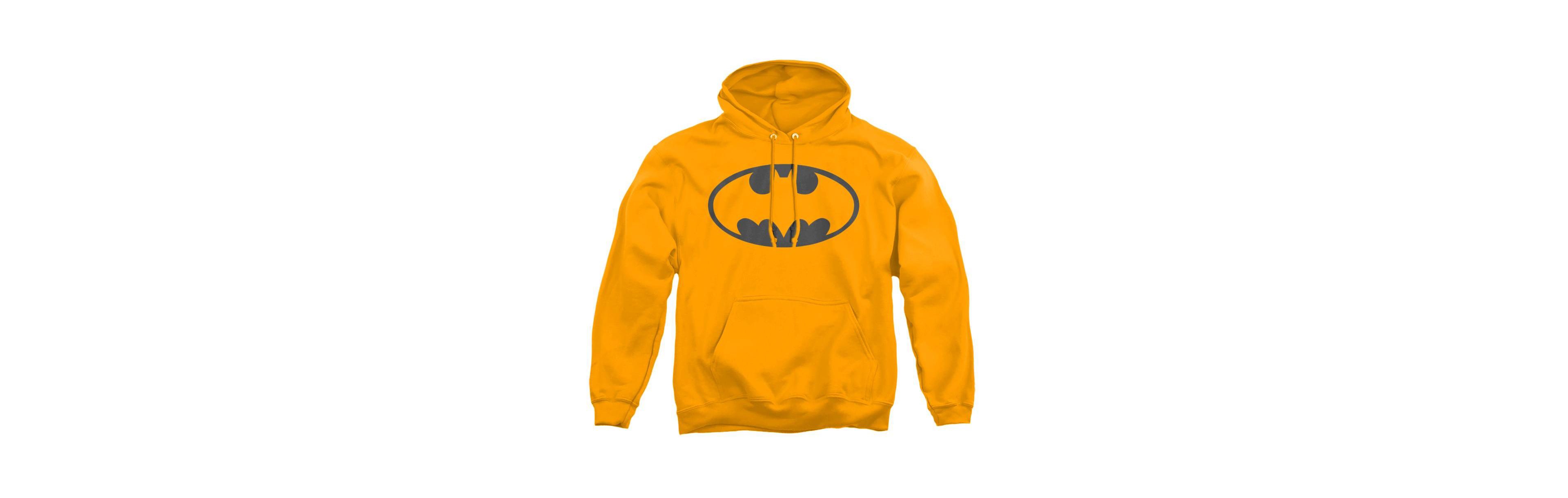 Batman Men's Classic Shield Logo Tonal Graphic Long Sleeve Kangaroo Pocket Pull-Over Hoodie