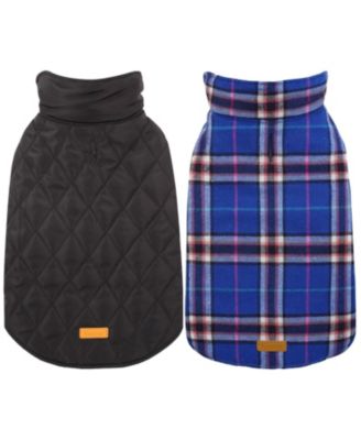 Reversible Waterproof Fleece-Lined Dog Jacket with Leash Access for Cold Weather