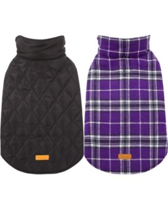 Reversible Waterproof Fleece-Lined Dog Jacket with Leash Access for Cold Weather