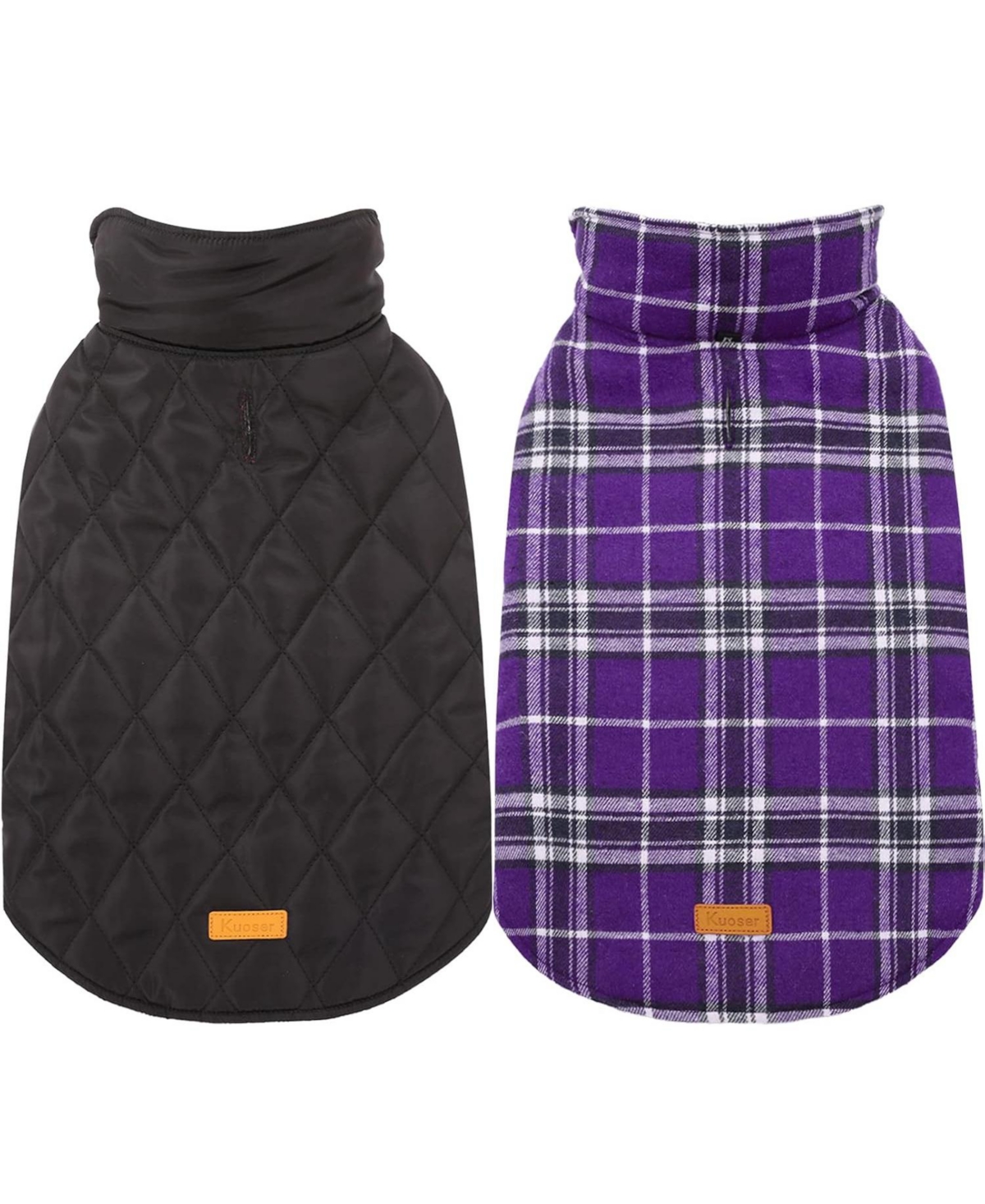 Reversible Waterproof Fleece-Lined Dog Jacket with Leash Access for Cold Weather