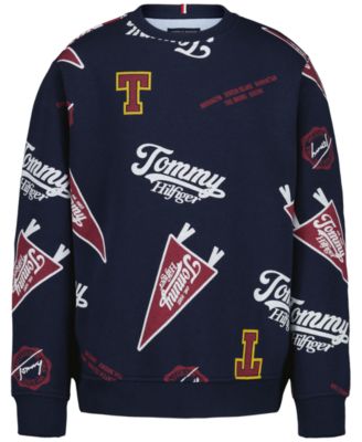 Boys' 8-20 Collegiate Allover Print Crew Relaxed-Fit Sweatshirt
