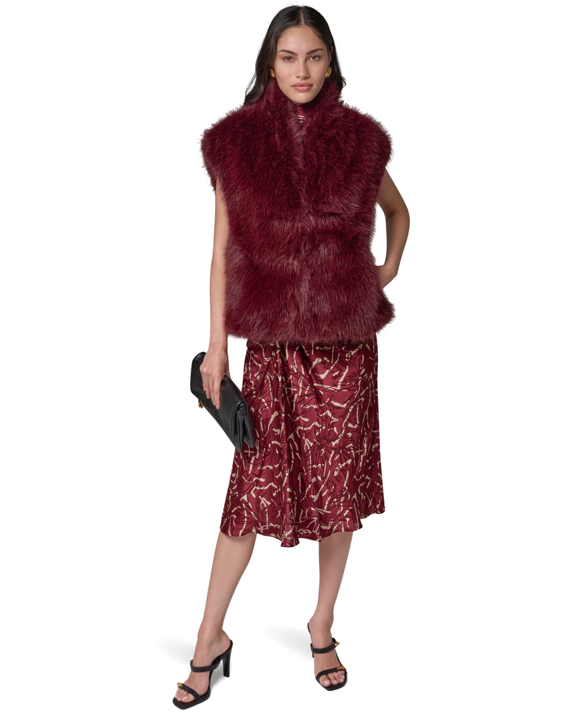 Donna Karan New York Women's Faux-Fur Sleeveless Vest