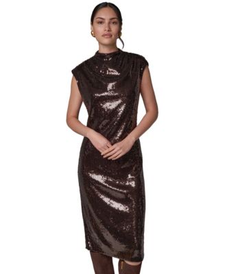 Women's Cowl Neck Sleeveless Sequin Dress