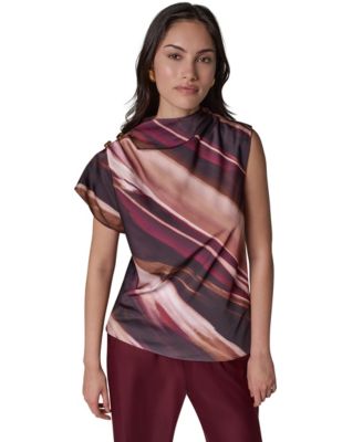 Women's High-Neck Asymmetrical Sleeveless Blouse