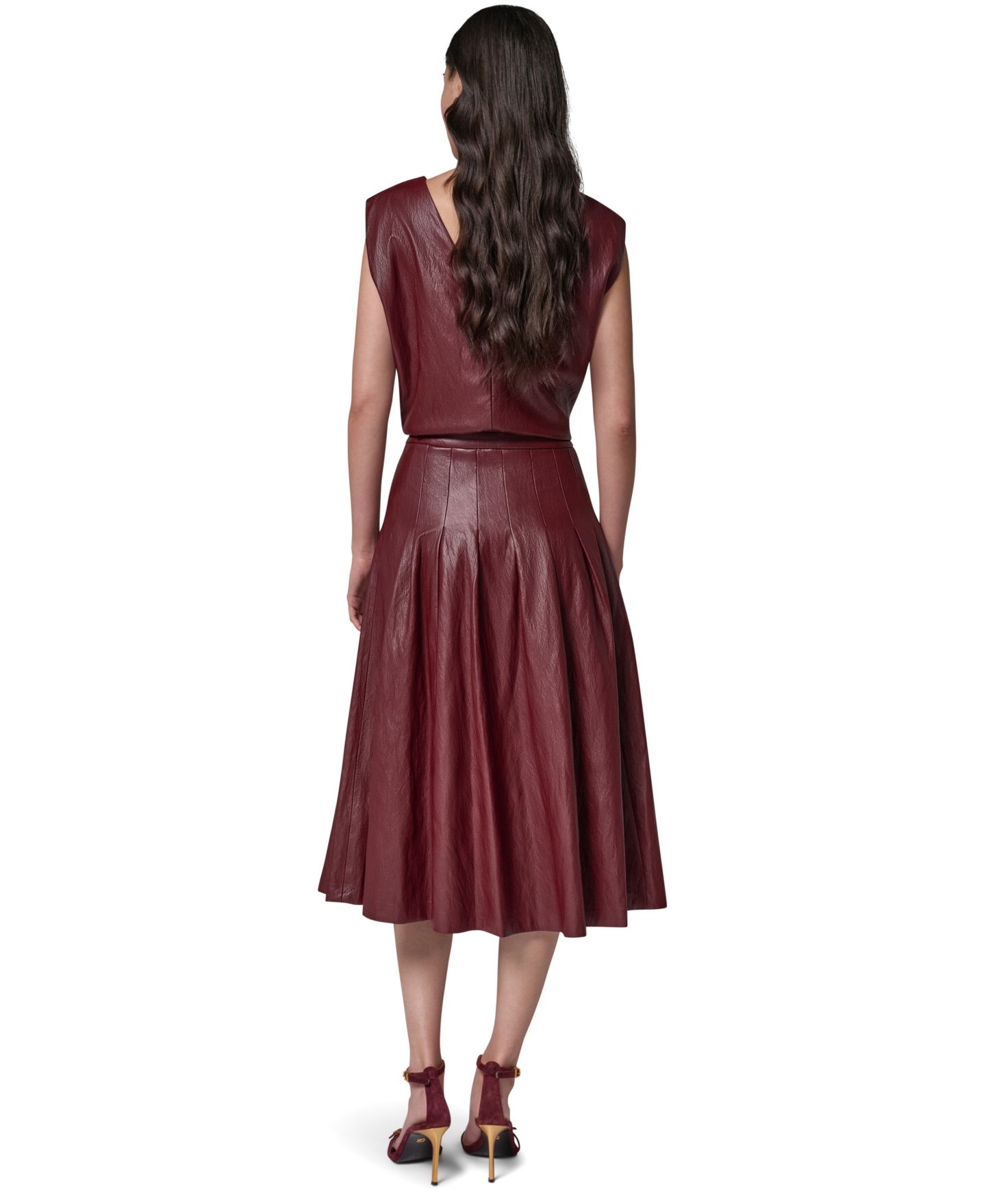 Женская юбка Donna Karan New York Pleated A-Line High-Waisted, цвет: Чёрный вишнёвый — фото 5