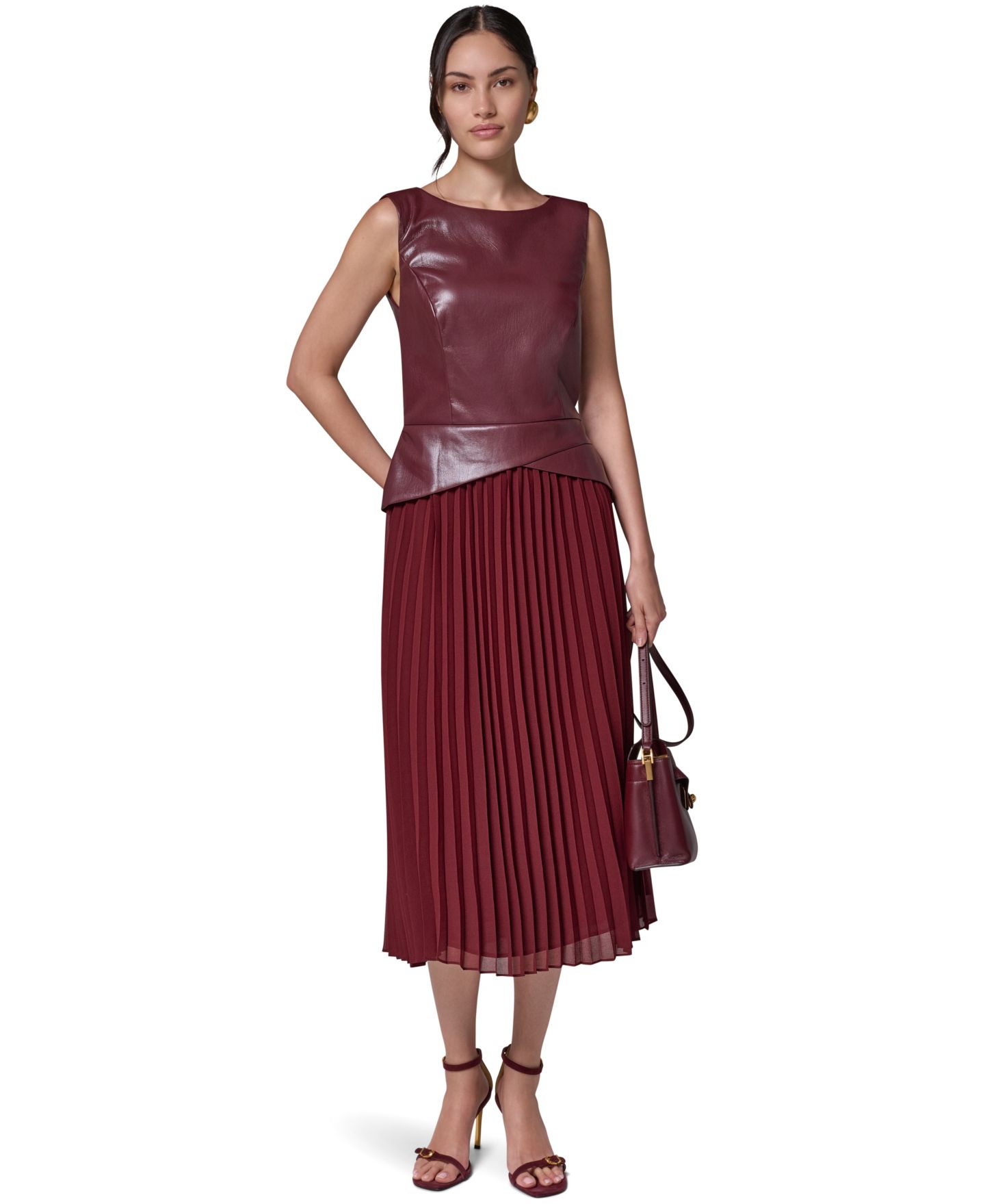 Женское платье Donna Karan New York A-Line Sleeveless Midi, цвет: Чёрный вишнёвый — фото 3