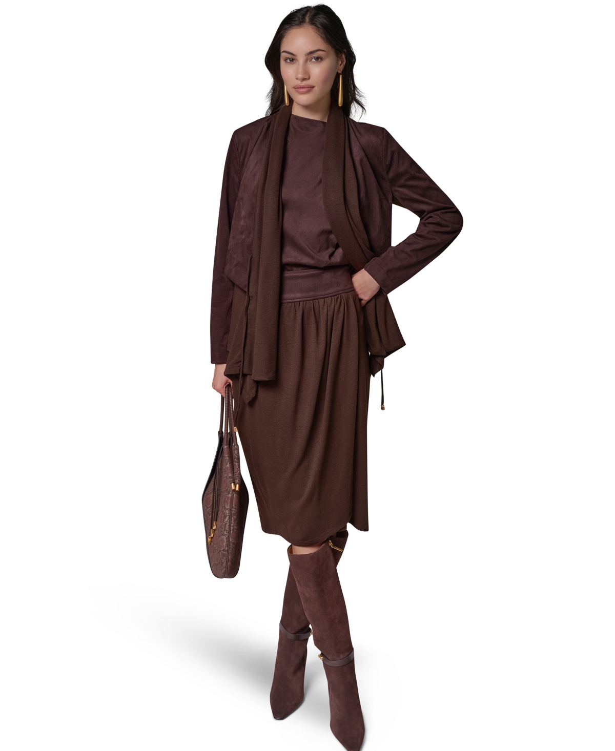 Donna Karan New York Women's Mxd Media Mixed-media Shawl Collar Jacket