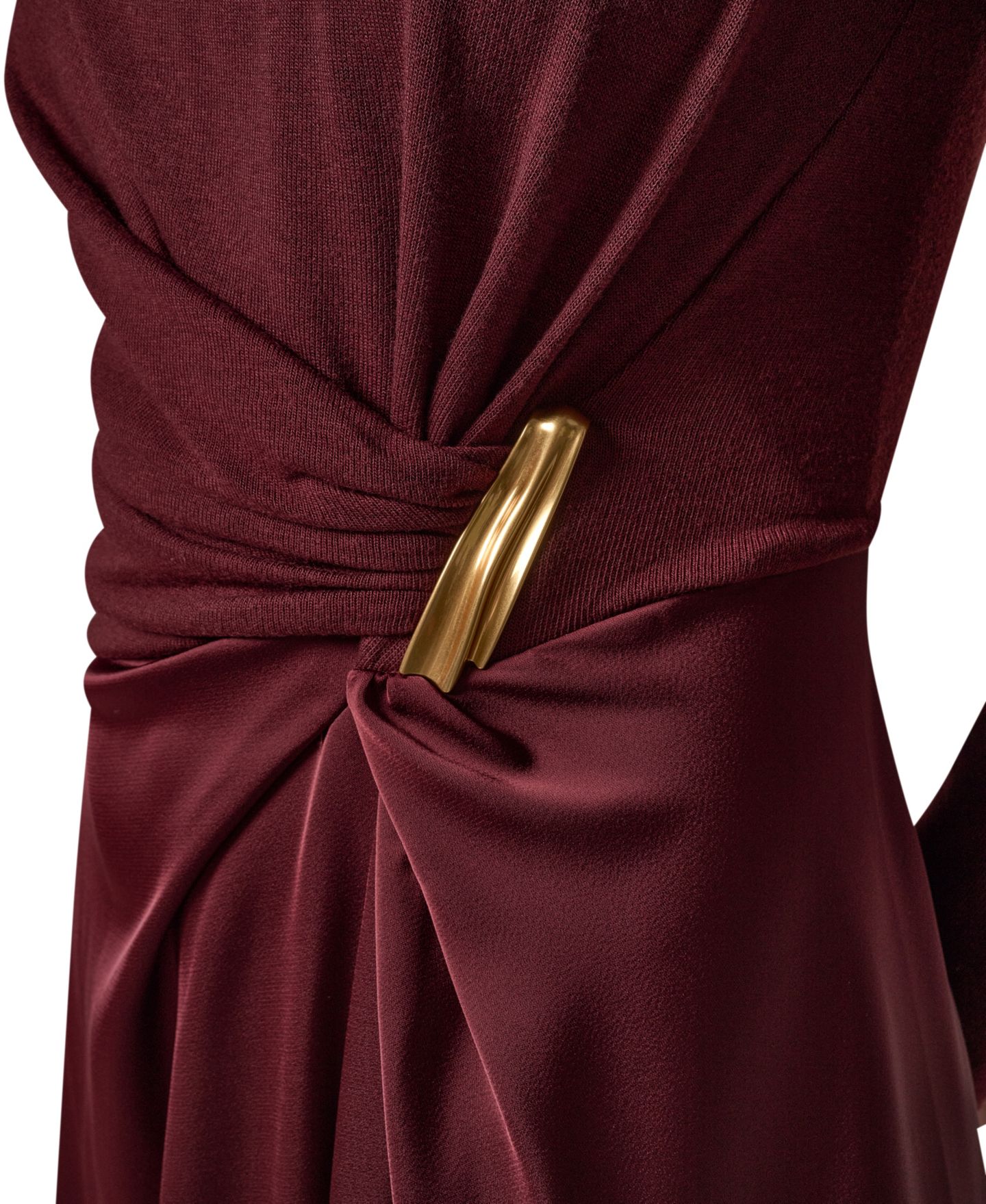 Женское платье Donna Karan New York Long Sleeve Waist Long-Sleeve Fit-and-Flare Midi, цвет: Чёрный вишнёвый — фото 7