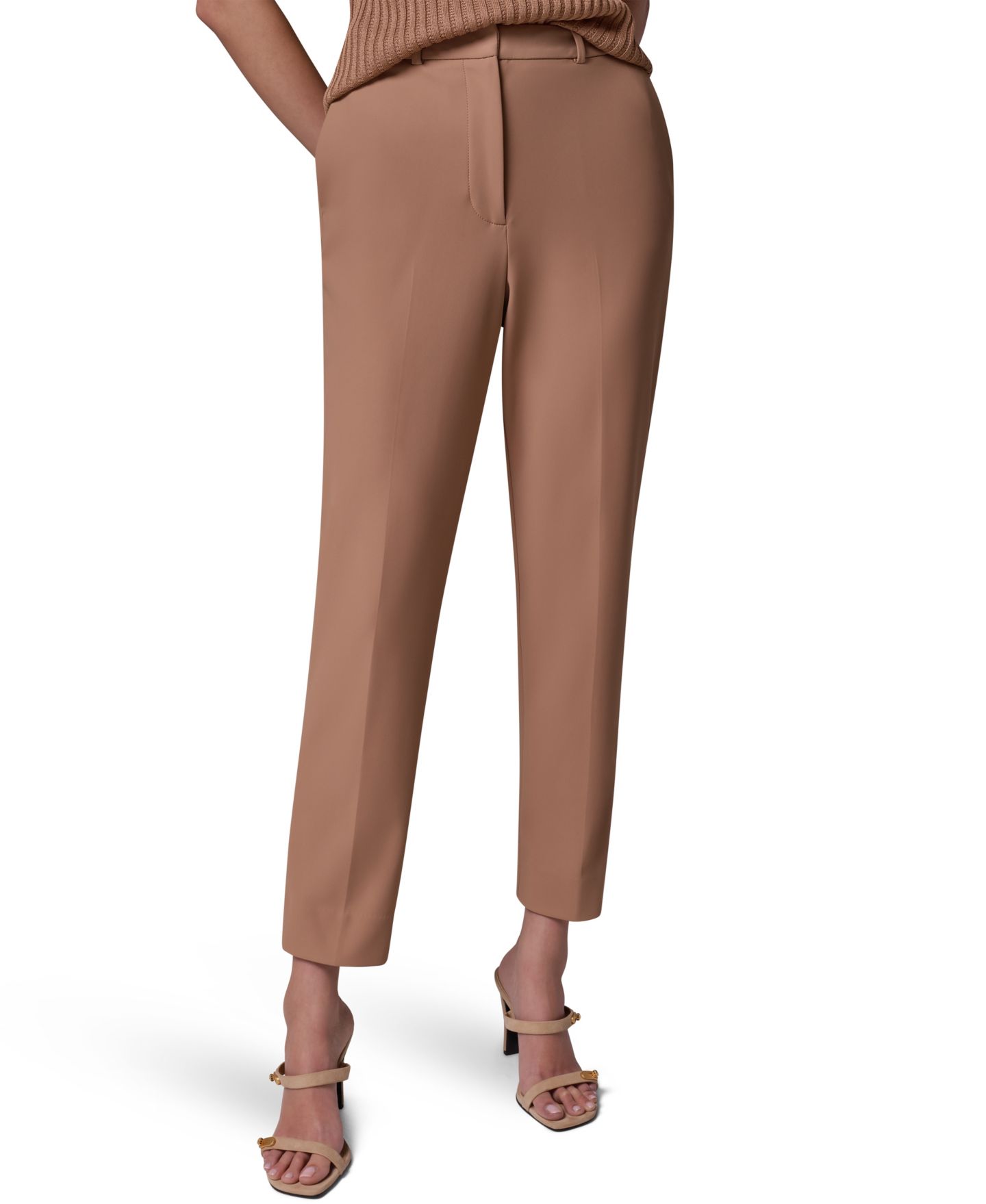 Женские брюки Donna Karan New York Straight-Leg Flat-Front, цвет: Верблюжий — фото 1