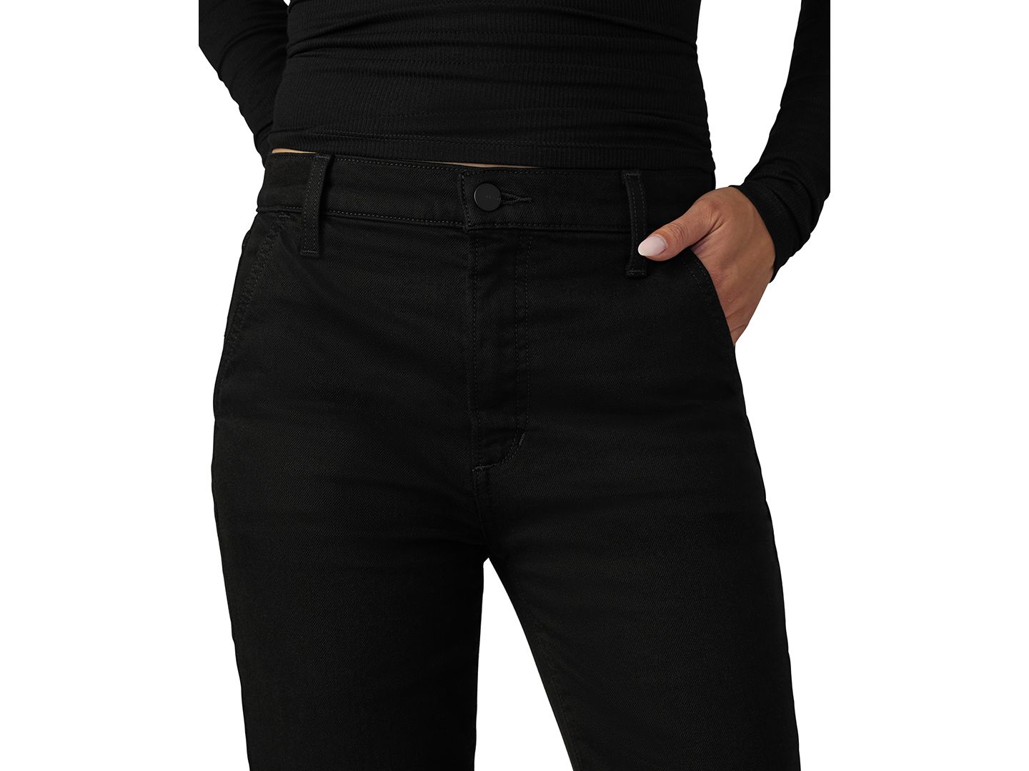Женские джинсы Joe's Jeans Petite The Molly Wide-Leg High-Waisted Flared, цвет: Чёрный — фото 4