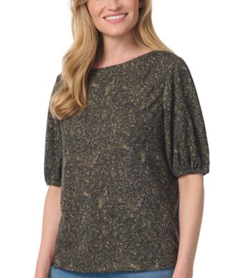 Women's Tyler Boat-Neck Elbow-Sleeve Print T-Shirt