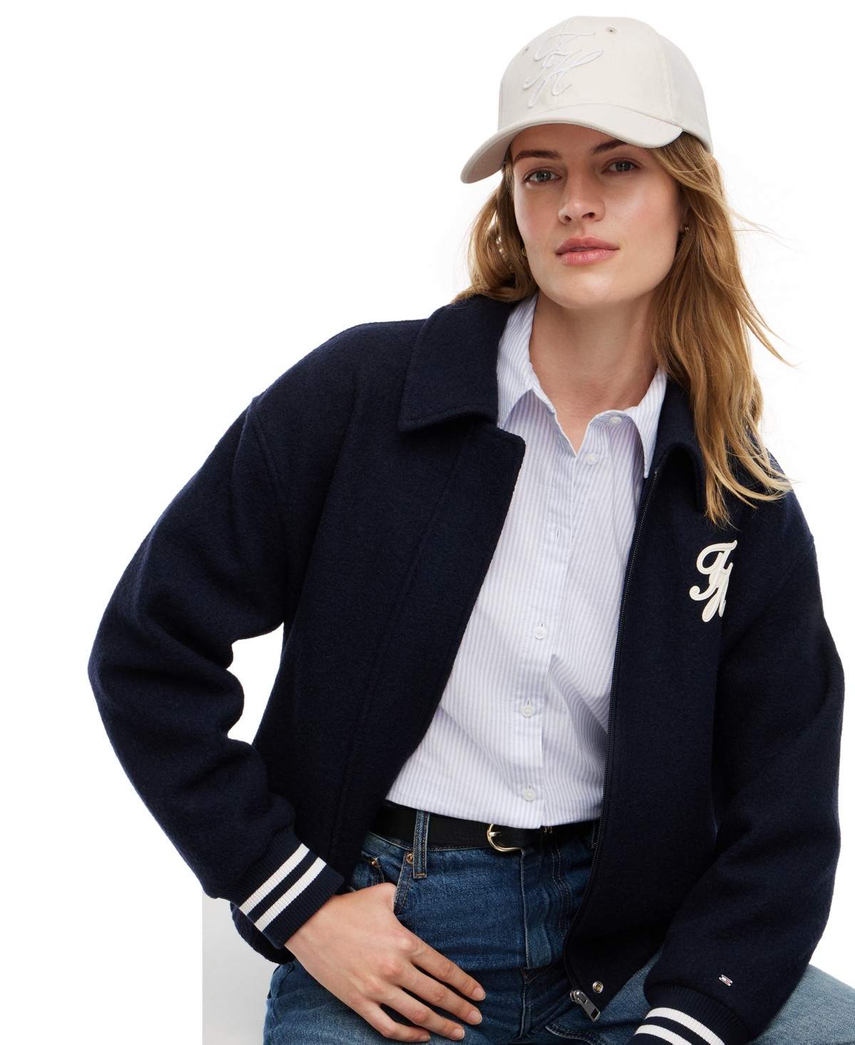 Tommy Hilfiger Men's Embroidered Corduroy Baseball Cap - Soft Cream