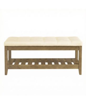 Upholstered End of Bed Bench, Storage Ottoman with Solid Wood Frame, Window Seat, for Living Room, Bedroom