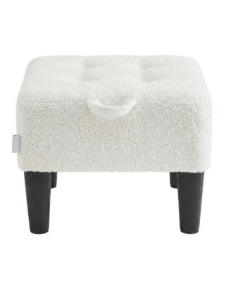 Small Ottoman Stool with Thick Cushion, Footrest for Bedroom, Living Room, Sturdy Legs