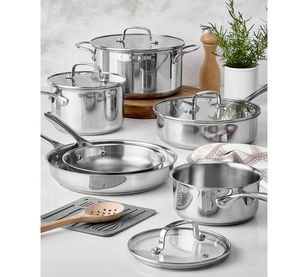 The Cellar Stainless-Steel 11-Piece Cookware Set, Macy's Exclusive
