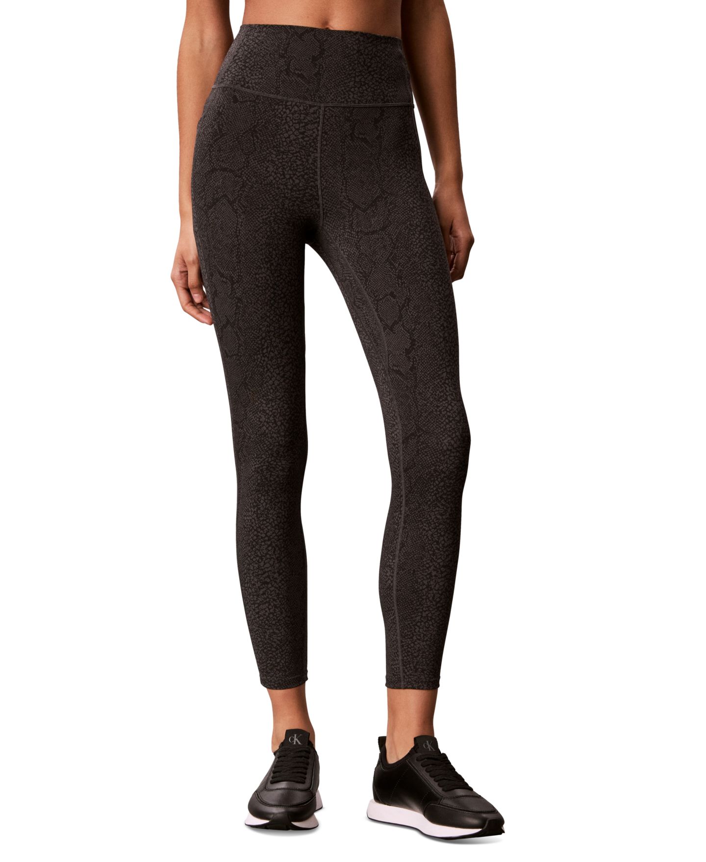 Женские легинсы Calvin Klein Performance Icon Sport 7/8 со змеиным принтом, цвет: Мраморный змеиный серый — фото 1