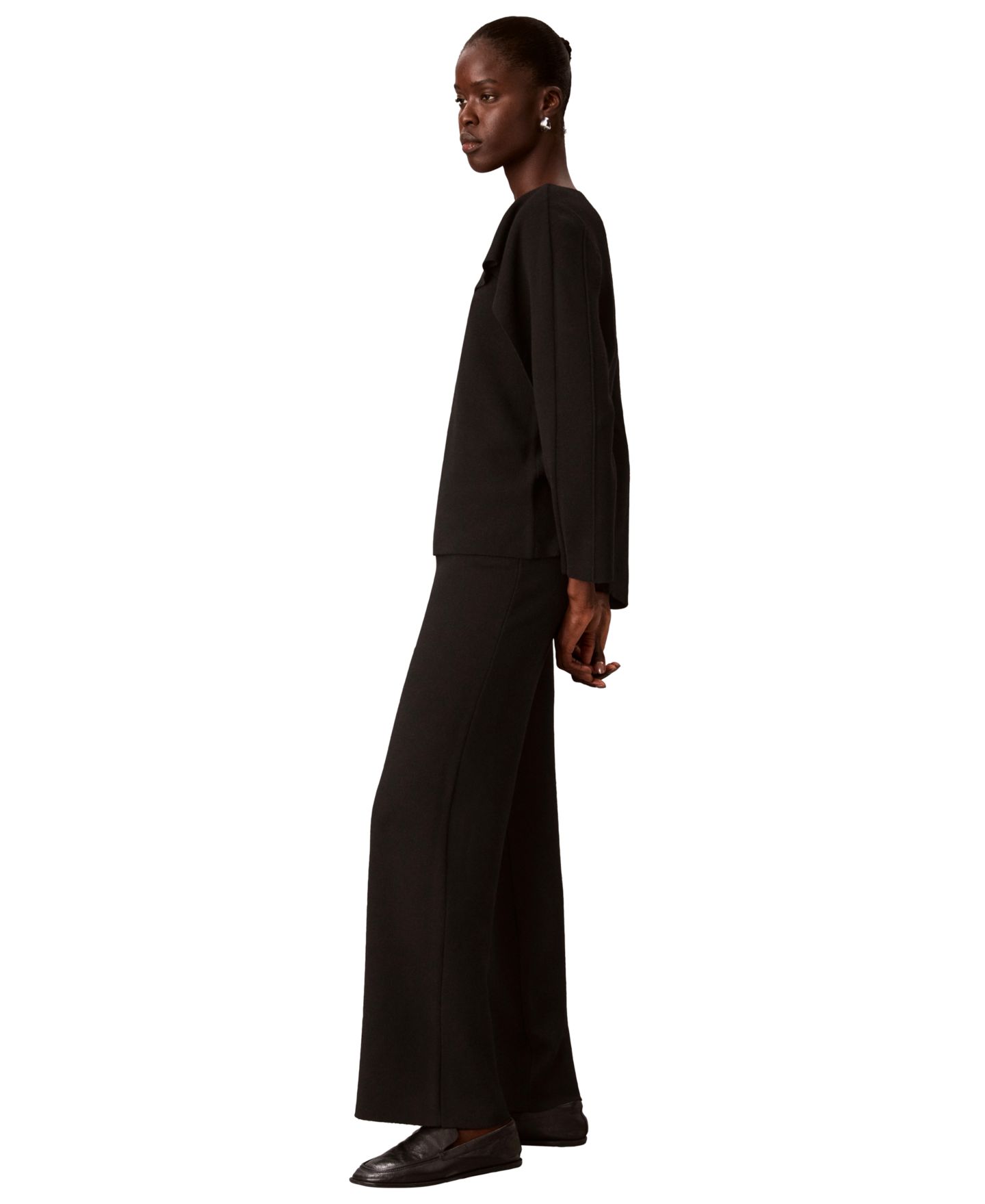 Женский свитер Calvin Klein Petite Asymmetrical Drape Boat Neck Long-Sleeve, цвет: Чёрный — фото 3