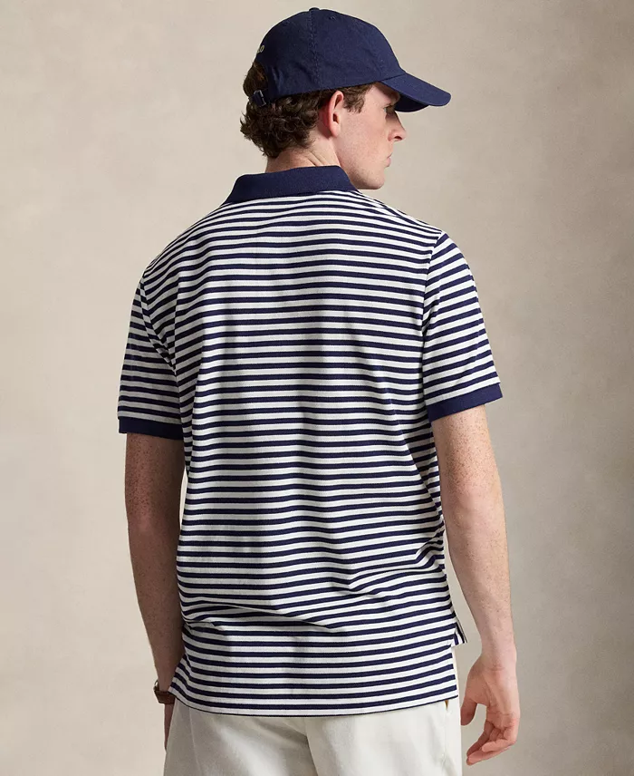 Classic Fit Striped Mesh Polo Shirt - thumbnail 4