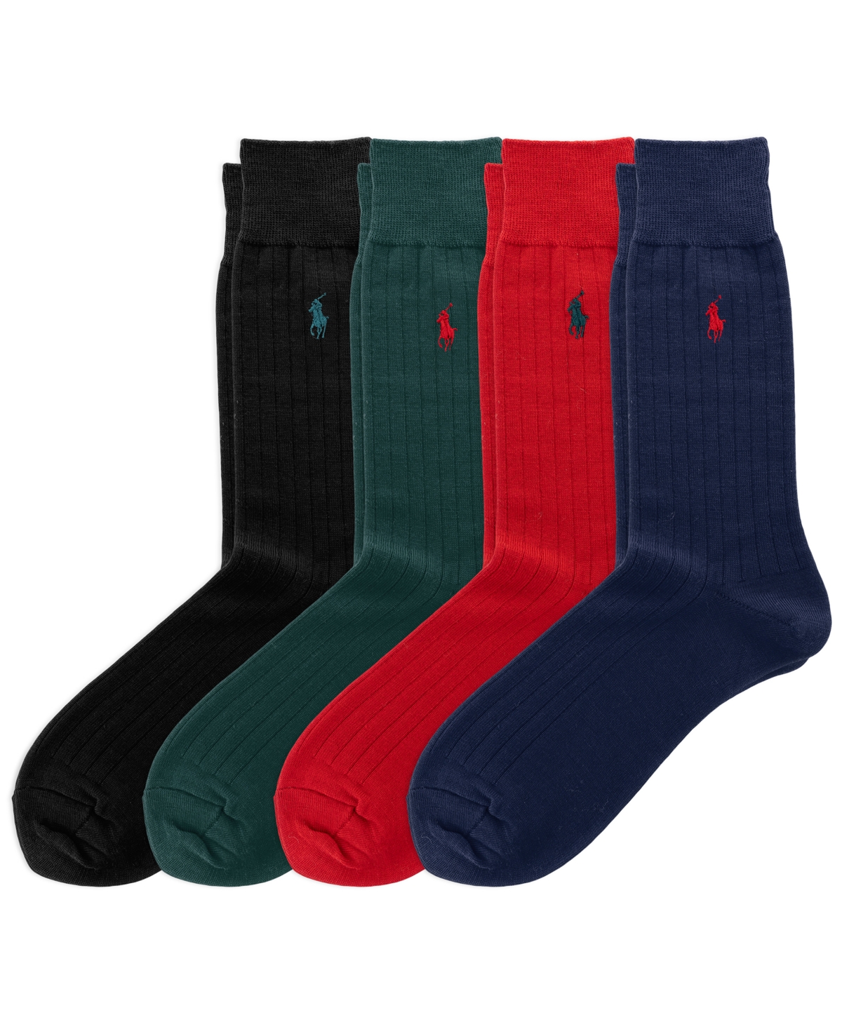 Polo Ralph Lauren Men's Merino Wool-Blend Ribbed Crew Socks, 4-Pack