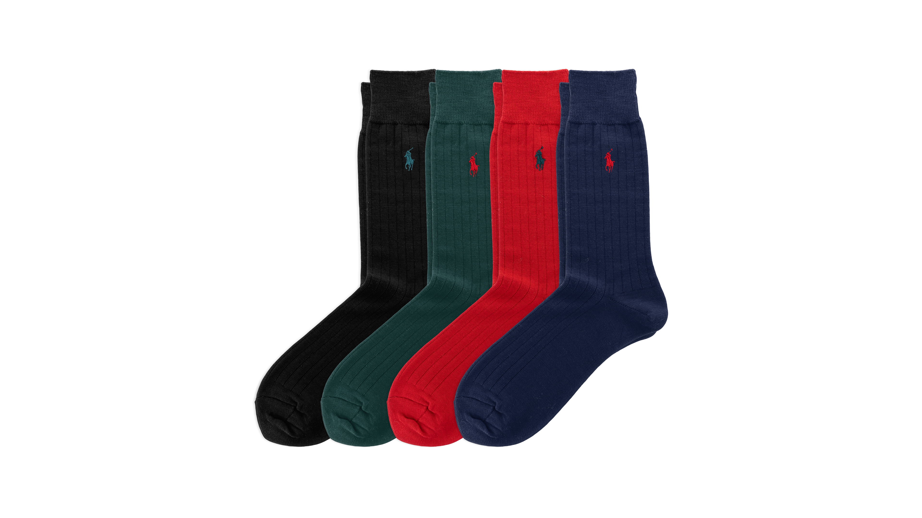 Polo Ralph Lauren Men's Merino Wool-Blend Ribbed Crew Socks, 4-Pack
