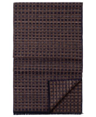 All over Squares Silk Fringed Wrap Scarf