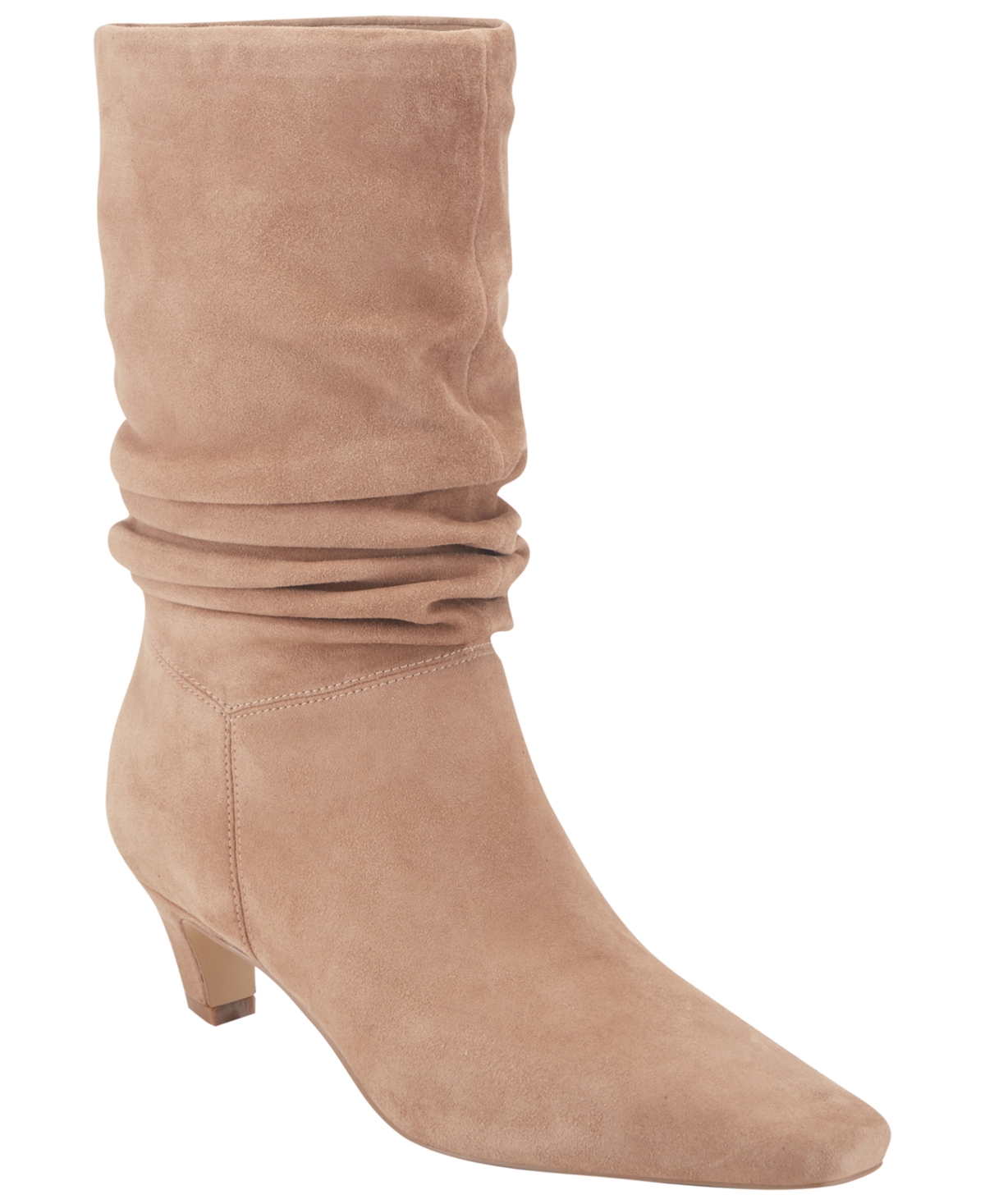 Marc Fisher Ltd Women's Dalores Suede Kitten Heel Slouch Boots - Natural Suede