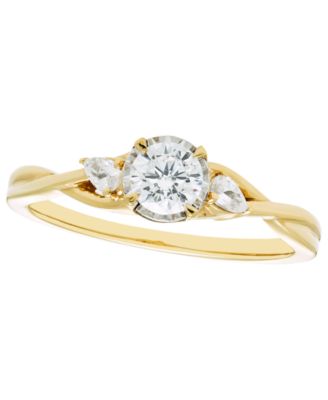 Diamond 3-Stone Ring (1/2 ct. t.w.) in 14k Yellow Gold 