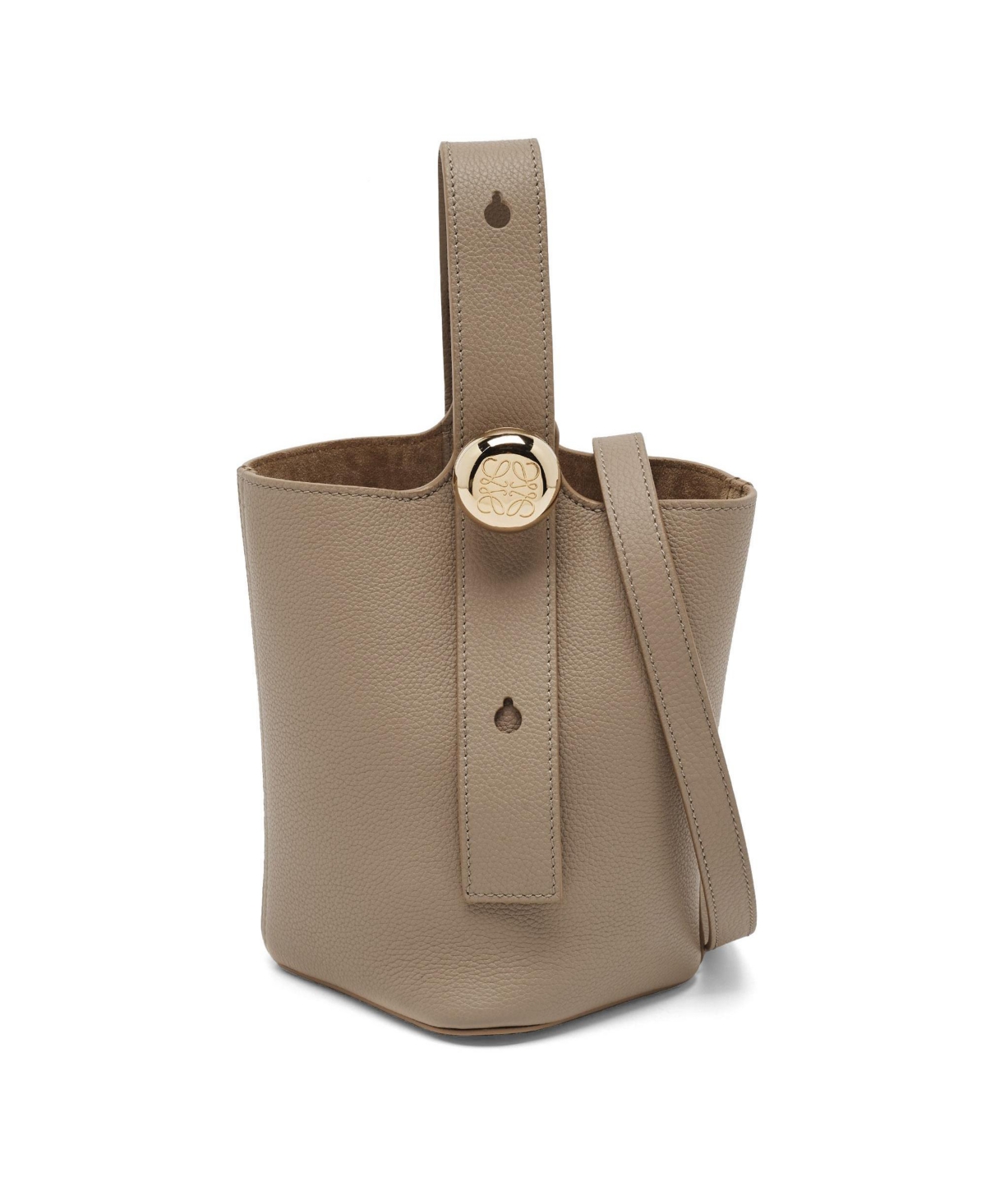 Pre-Owned Loewe Women's Pebble Mini Leather Bucket Bag - Beige/Khaki