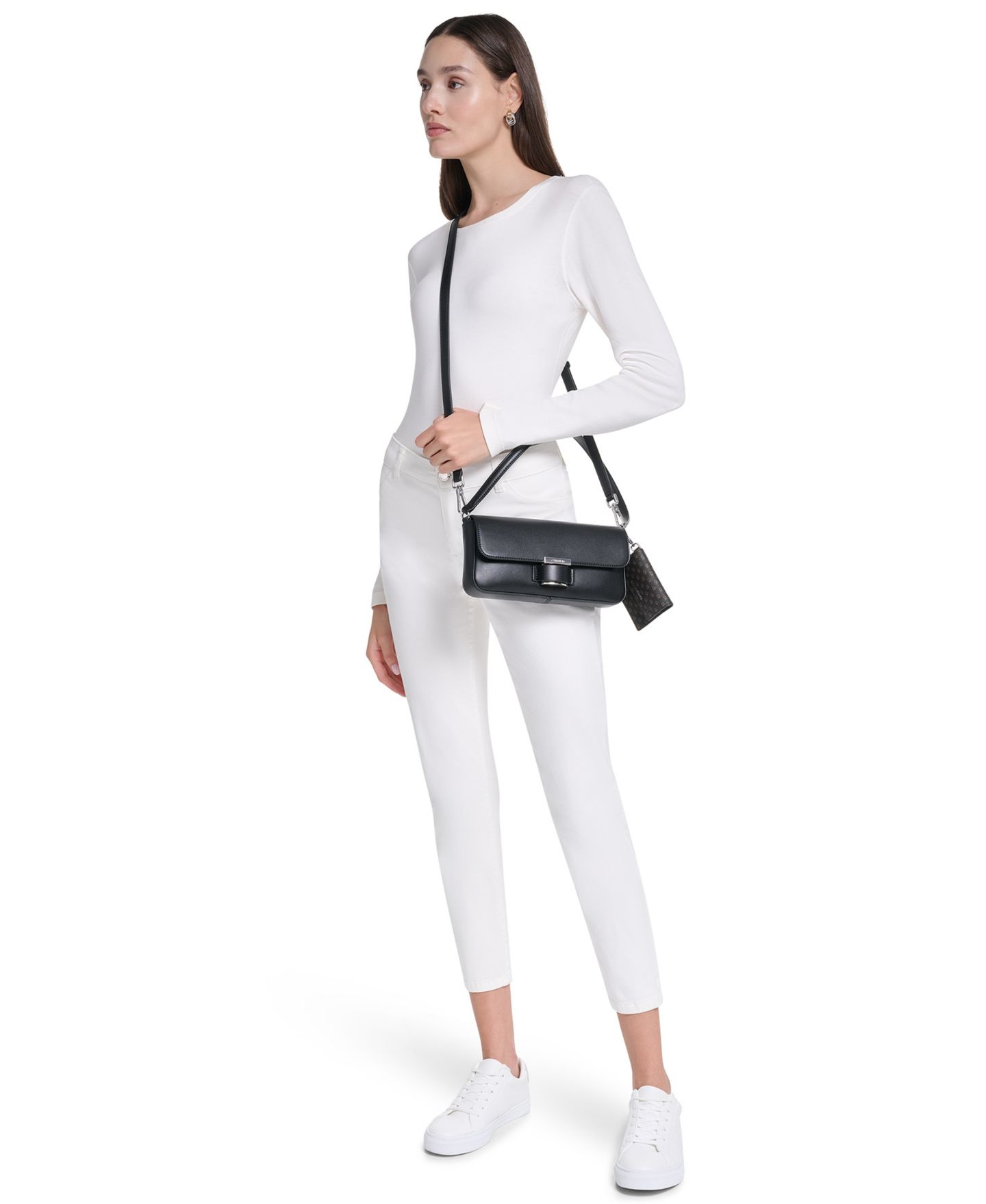 Женская сумка Calvin Klein Ingrid Small Satchel, цвет: Чёрный / Серебряный — фото 6