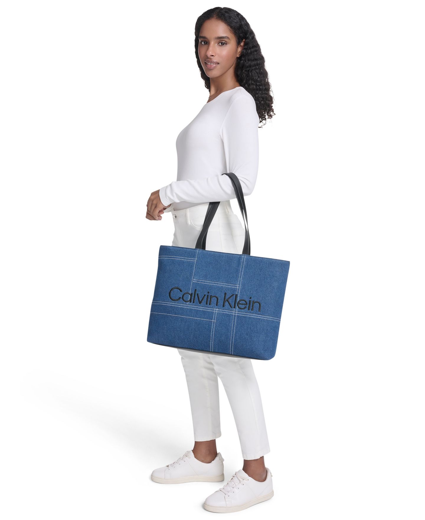 Женская сумка Calvin Klein Aurelia Large Denim Tote Handbag, цвет: Джинсовый — фото 6