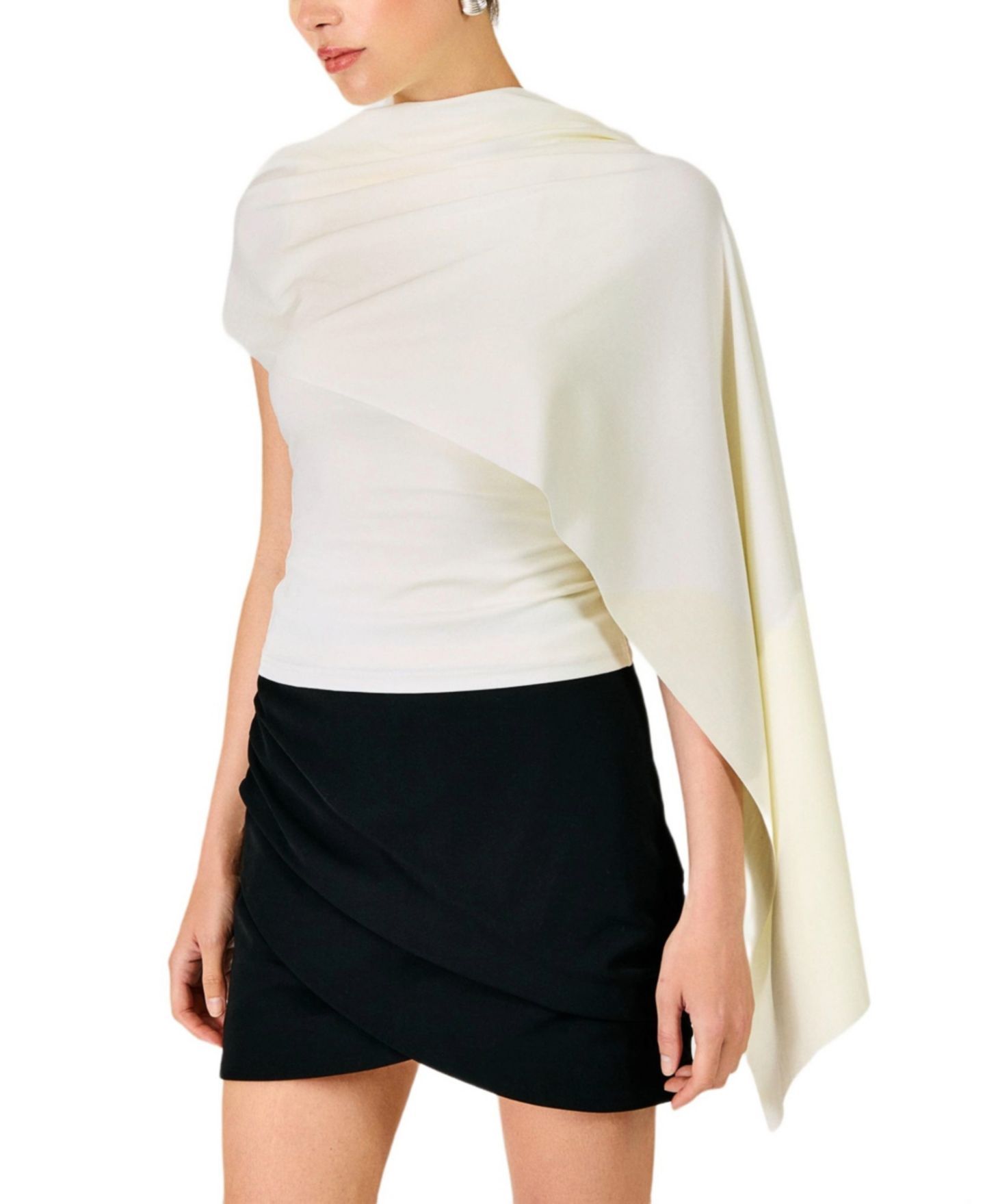 Женский топ Line & Dot Arabella High-Neck Cape-Sleeve, цвет: Слоновая кость — фото 2