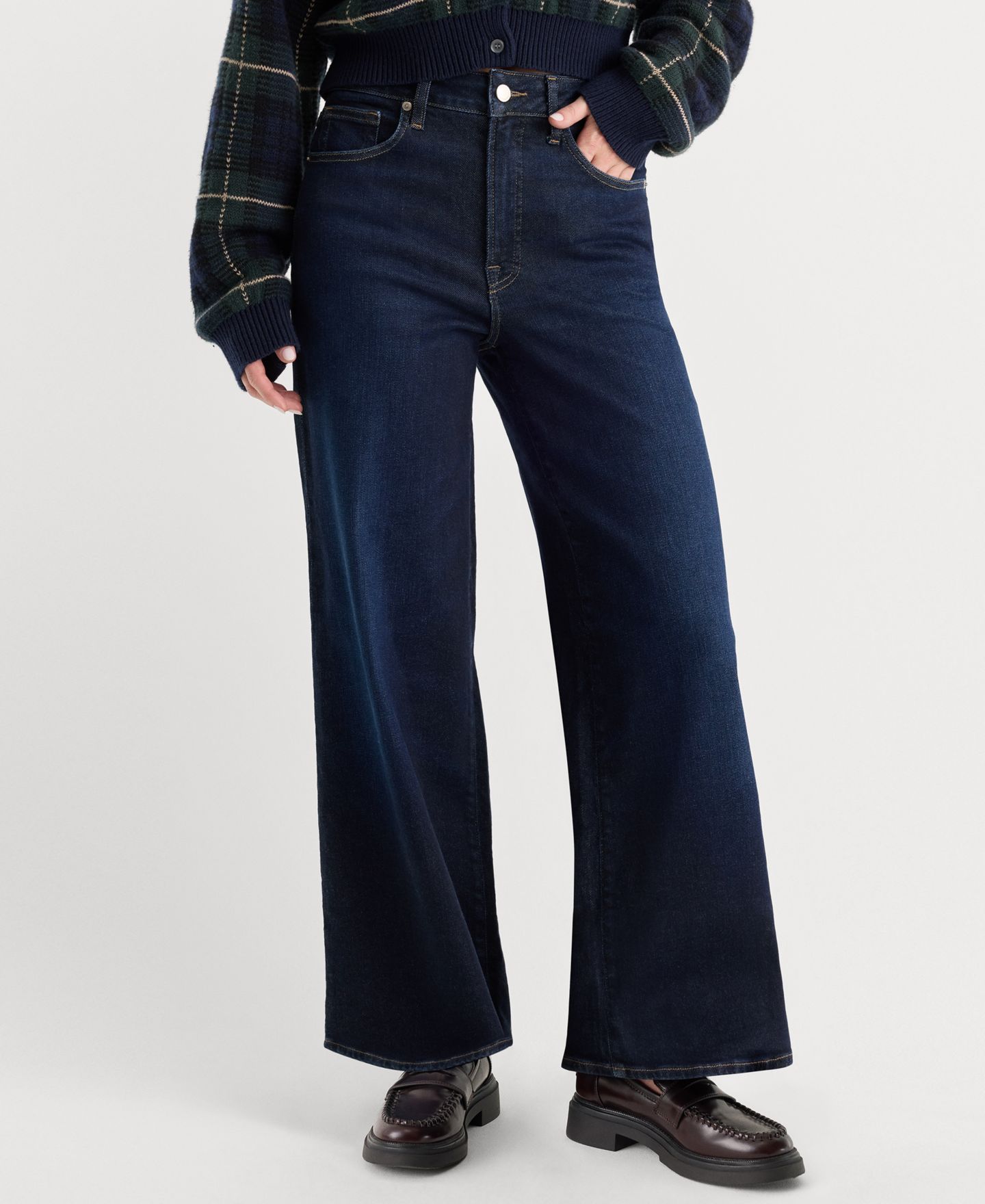 Женские джинсы Good American Good Waist Wide-Leg Dark Rinse High-Rise, цвет: Индиго — фото 4