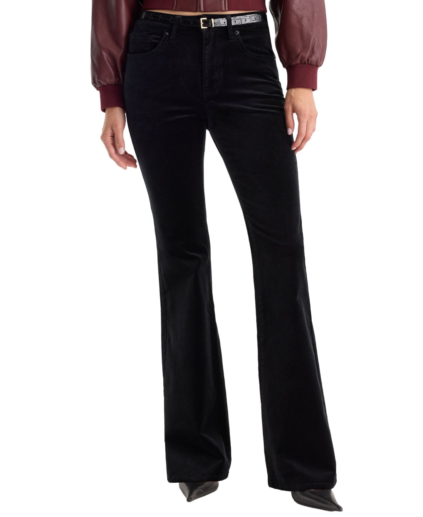 Женские джинсы Good American Good Legs High-Waisted Velvet Flare, цвет: Чёрный — фото 1