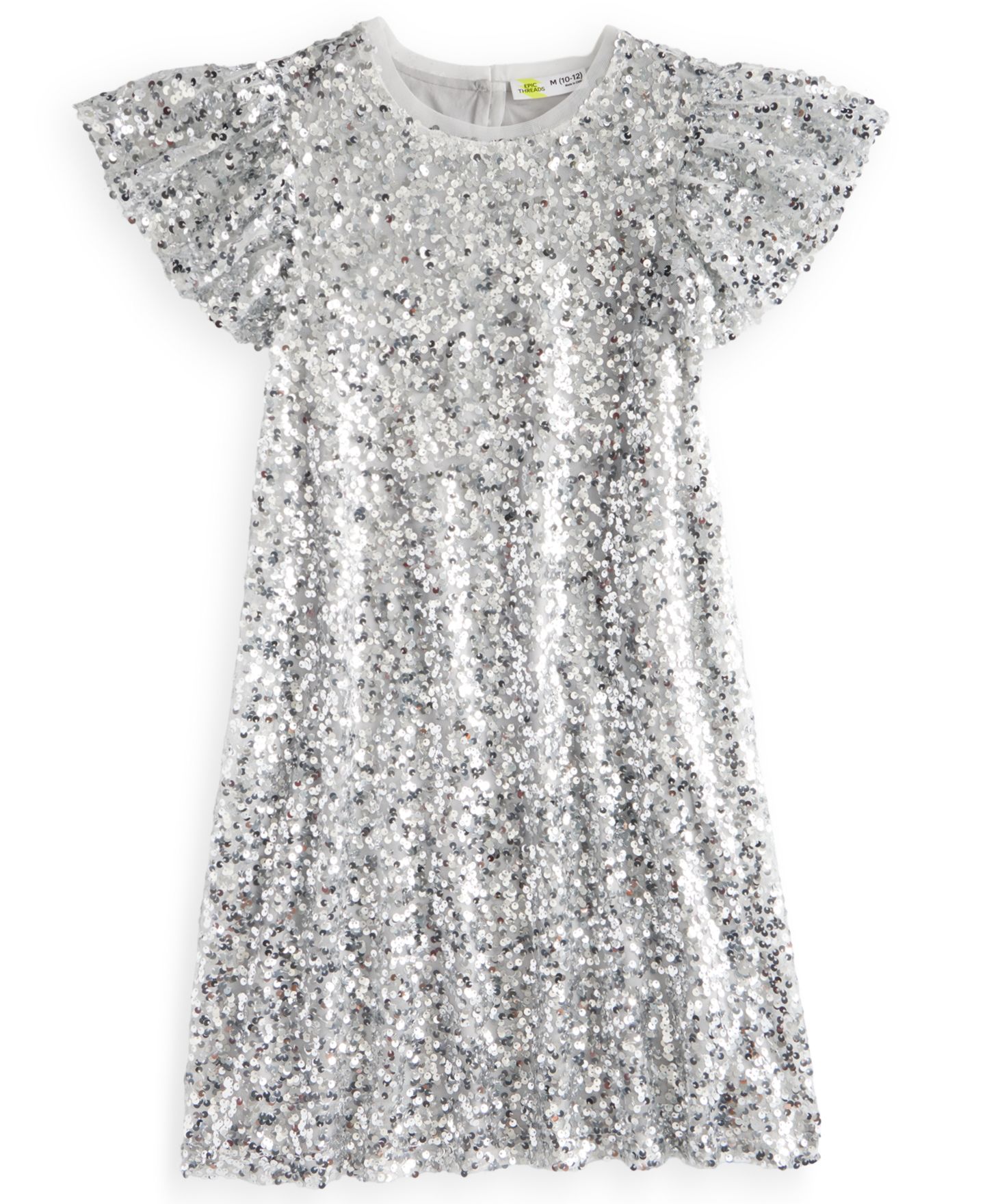 Платье Epic Threads Sequin Flutter-Sleeve A-Line Dress для девочек, цвет: Серебряный — фото 3