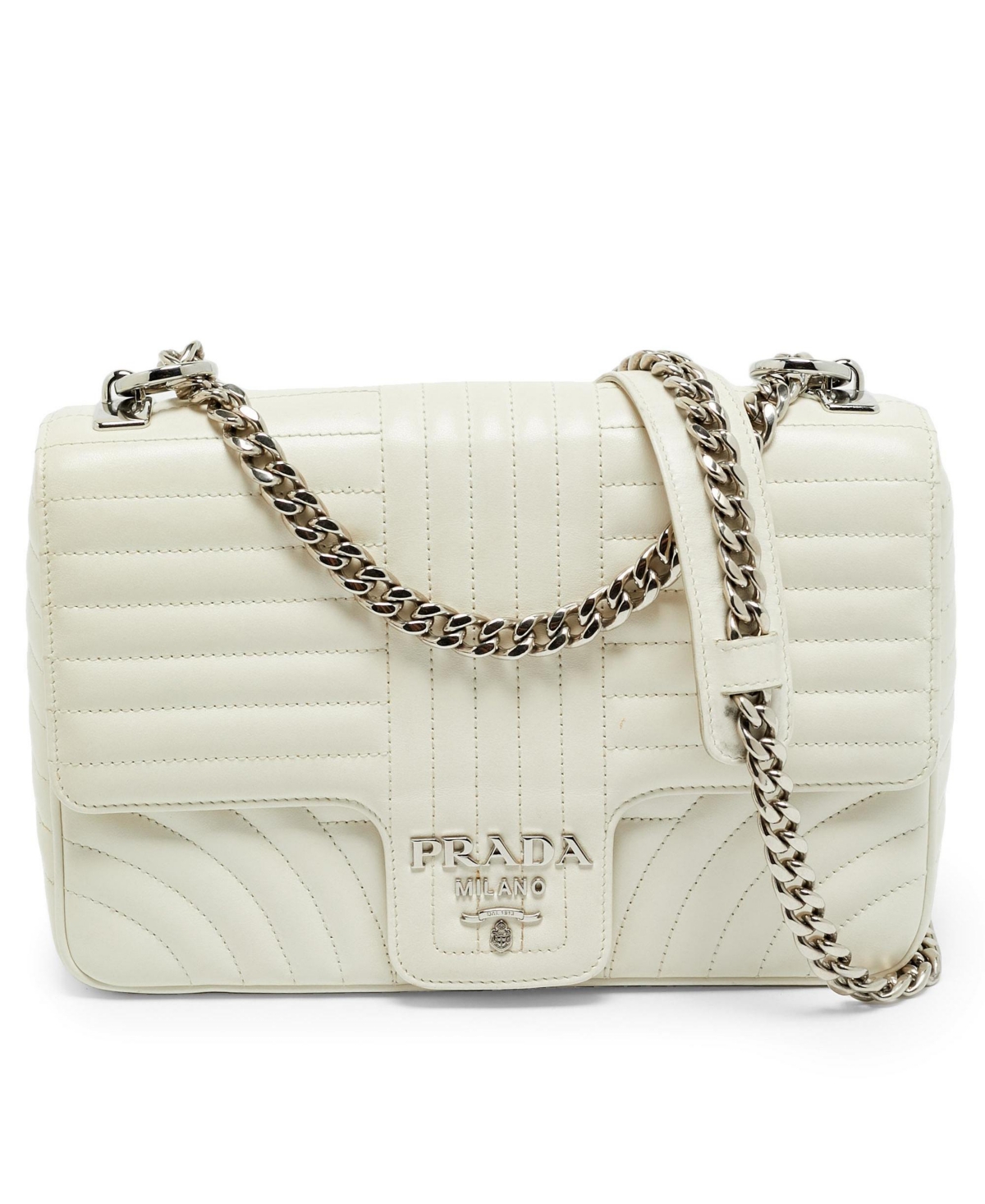 Pre-Owned Prada Women's Diagramme Quilted Leather Flap Shoulder Bag